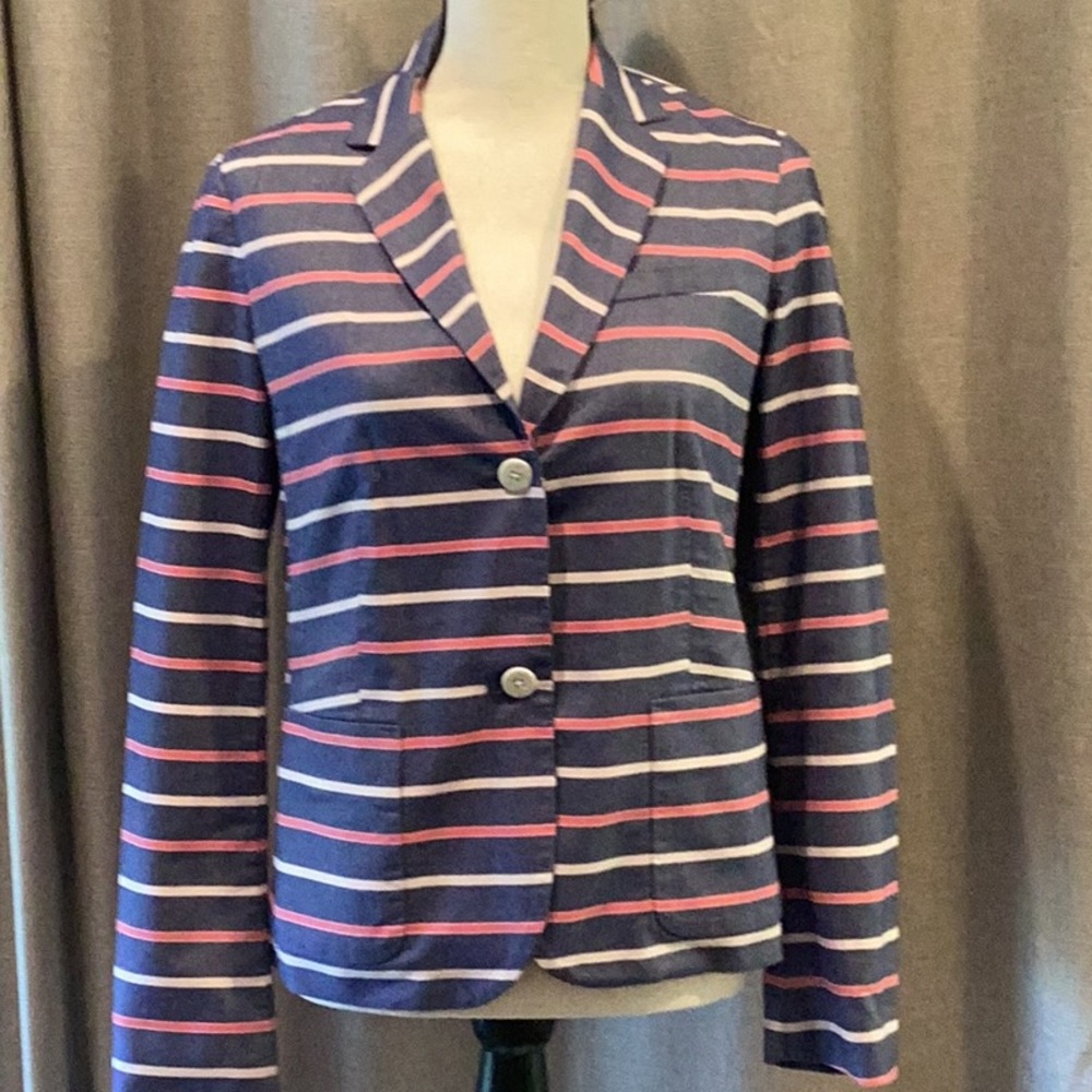 GAP Blue and Pink Knit Blazer with Nautical Stripes size 8
